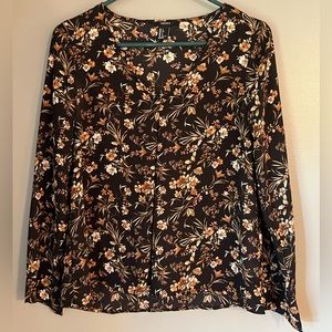 Forever 21 Black/Brown Floral Long Sleeve Blouse - size (S)